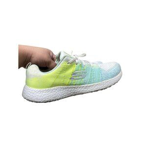 Skechers Burst Women's White/Yellow/Blue Lace-Up Athletic Shoes Size 10